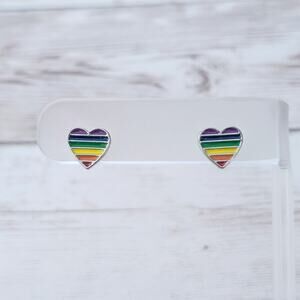 Rainbow Heart Shape Stud Earrings